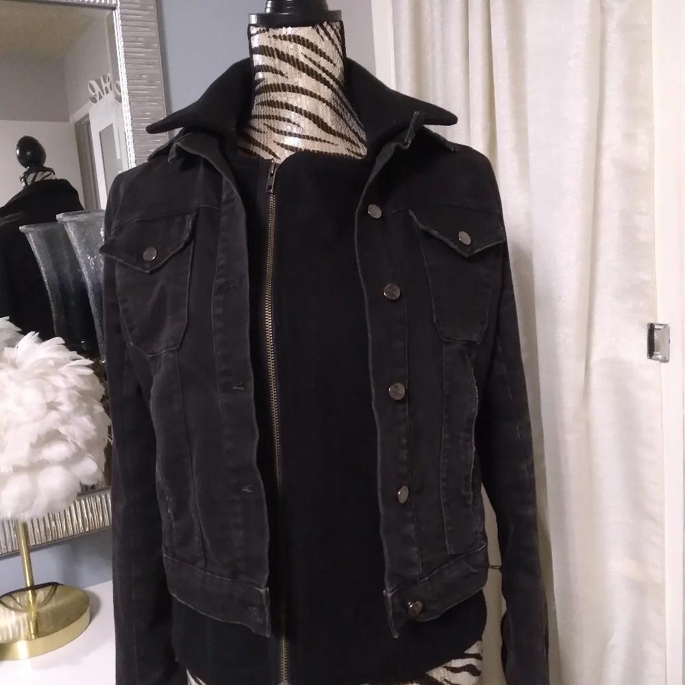 CURRENT/ELLIOT denim & wool layered jean jacket/coat size 1 - Picture 10 of 10